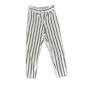 Express Ankle High Rise Beige Striped Classic Paperbag Trousers Womens Size 2